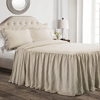 Image of Lush Decor Ruffle Skirt Bedspread, Polyester, Neutral, Queen
