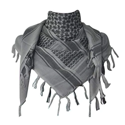 Image of Explore Land Cotton Military Shemagh Tactical Desert Keffiyeh Scarf Wrap Gray