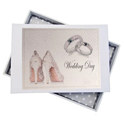Image of White Cotton Cards Day, Mini Photo Album, Shoes and Wedding Rings design, Board, 12.5 x 17.5 2.5 cm