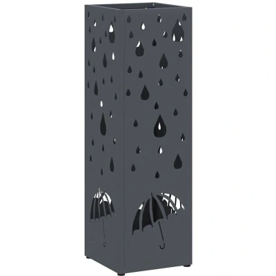 Image of vidaXL Umbrella Stand Anthracite Metal Standard Decorative Inlays