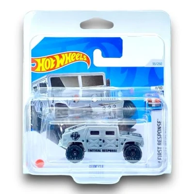 Image of Hot Wheels Humvee (Grey) 4/10 HW First Response 2024 33/250 (Short Card) COMES IN A KLAS CAR KEEPER SHORT CARD PROTECTOR CASE HTB58