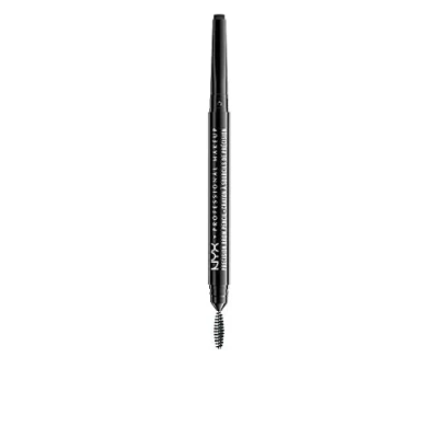 Image of NYX Professional Makeup Precision Brow Pencil, Dual Ended with Flat Tip Pencil and Spoolie Brush, Vegan Formula, Shade: Black