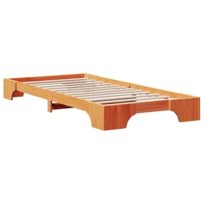 Image of vidaXL Bed Frame Wax brown Solid Wood 80 x 200 cm