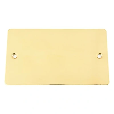 Image of Electrical Blanking Plate Double 2 Gang Mirror Polished Brass Flat