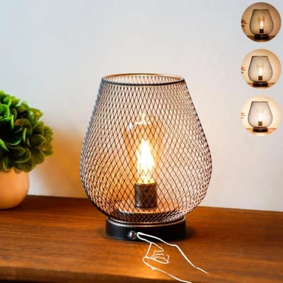 Image of JHY DESIGN Dimmable Touch Bedside Table Lamp Rechargeable Battery Powered with LED Bulb Cordless Accent for Weddings Parties Patio Events Indoors Outdoors(Metal Base, Bronze Egg)