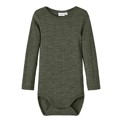 Image of NAME IT Boy&#039;s NMMWANG Wool NE.LS Body Solid NOOS XXIII Bodysuits for Baby, Beetle, 92