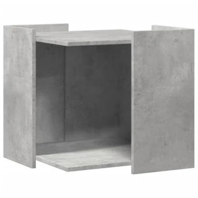 Image of vidaXL Cat Litter Box Enclosure Engineered Wood Hidden House Concrete Grey Bed/Side Table Combination 53x53x51 cm