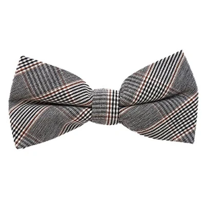Image of DonDon Men’s checkered plaid tweed look bow tie 4.72 x 2.36 12 6 cm already tied and completely adjustable grey brown