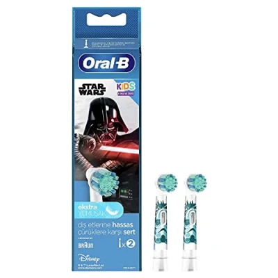 Image of Oral B Kids Electrical Toothbrush Replacement Heads with Star Wars Figures 2 Pieces