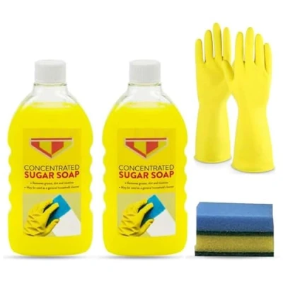 Image of Bartoline Sugar Soap Liquid 500ml Concentrated Powerful Cleaner for Paintwork and Household Use Ideal Walls Cleaning, Includes Sponge Pair of Gloves 2pk