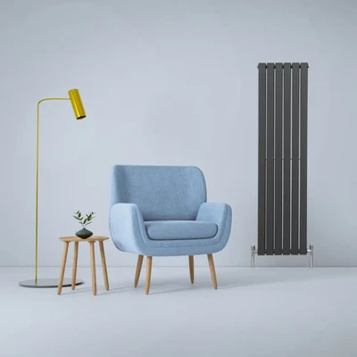 Image of Designer Radiators 160 x 42cm Flat Panel Modern Central Heating Anthracite Grey Vertical Column Double Wall Mounted Slimline Kitchen Living Room Bathroom Commercial Cleaning Brush &amp; Fixing Kit