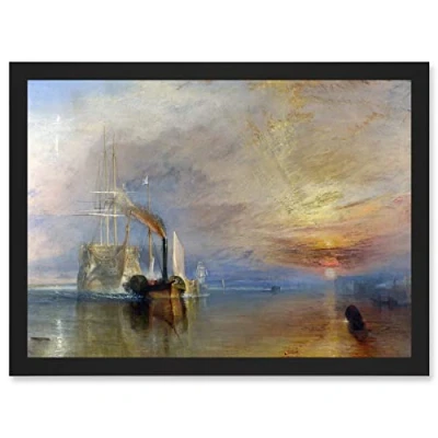 Image of Artery8 Turner The Fighting Temeraire Ship Painting Artwork Framed Wall Art Print A4
