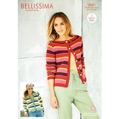 Image of Stylecraft Bellissima Double Knitting Pattern Cardigans 9581 2 Easy Knit Designs