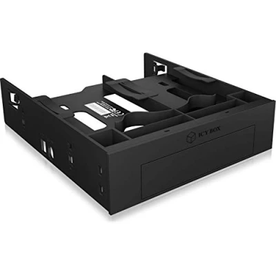 Image of ICY BOX IB 5251 Triple Mounting Frame for 2x 2.5 Inch HDD/SSD and 1x 3.5 HDD in 5.25 Bay Screwless Anti Vibration Front Panel