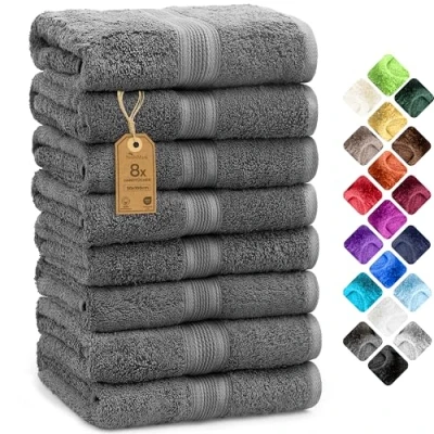 Image of NatureMark 8 Hand Towels, Anthracite Gray, Pack of 50 x 100 cm