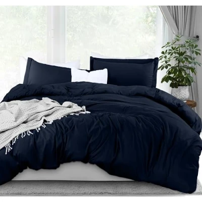 Image of Utopia Bedding 3pc Microfiber Duvet Cover Set (King, Navy)