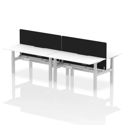 Image of Air B2B 1600x800 Adjustable 4P Bench Desk Scallop White/Silver +Screen