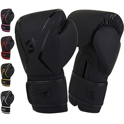 Image of AQF Boxing Gloves Kids Adults Training Muay Thai 6oz to 16oz for Punch Bag MMA Sparring Fighting &amp; Kickboxing with Extra Layers of Padding (Black, 14oz)