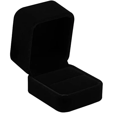 Image of POKOFO Classic Velvet Engagement Ring Box Earring Jewelry Case Gift (Black)
