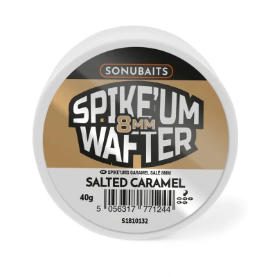 Image of Preston Innovations SonuBaits Spike&#039;um Wafters 8mm Salted Caramel, 40g Tub, Match Fishing Hookbaits, Critically Balanced, Perfect Texture, Castable, Nusiance Fish Proof, Long Lasting Bouyancy.