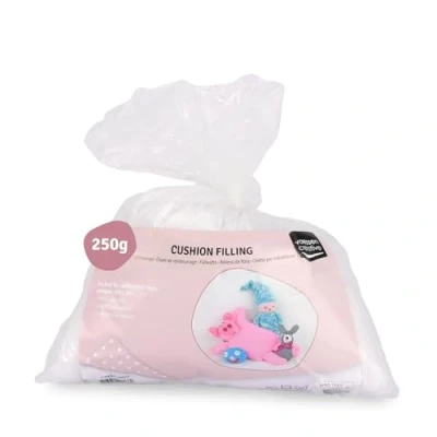 Image of Vaessen Creative Fluffy Soft White Polyester Fibrefill Filling for DIY Cuddly Toy, Cushion and Craft Stuffing, 250 Grams, 250gr