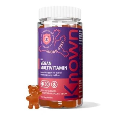 Image of Known Tasty Low Sugar Multivitamin Gummies for Kids 3 Years+ Strawberry Flavoured Halal and Vegan 8 Essential Vitamins Chewable Children&#039;s Multivitamins 1 Month Supply
