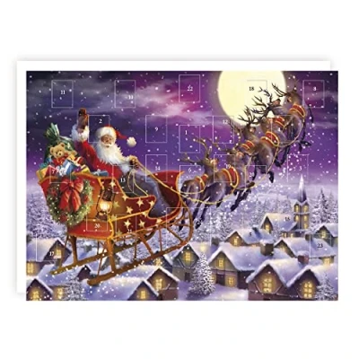 Image of Tracks Traditional Santa&#039;s Sleigh Advent Calendar 24 Doors Christmas Countdown
