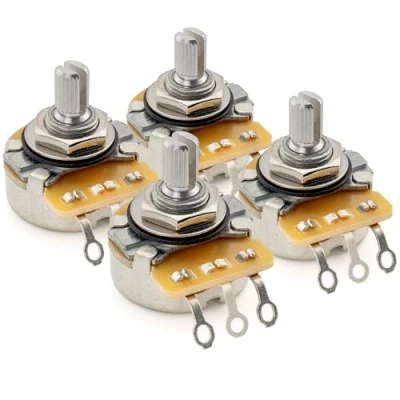 Image of CTS 450 Series A250K Split Shaft Fine 24 Splines Pot Audio Taper Potentiometer for Electric Guitar Bass, 10% Tolerance (Set of 4)