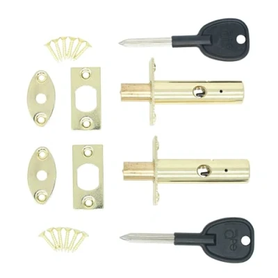Image of Door Mortice Rack Bolt Polished Brass Pack of 2 Bolts + Star Keys