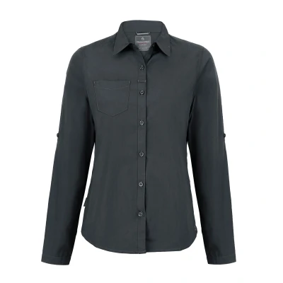Image of Craghoppers Womens/Ladies Expert Kiwi Long Sleeved Shirt (Carbon Grey) Size 8 UK