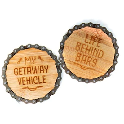 Image of Boxer Gifts Bars &amp; Getaway Bike Chain Coaster Set Fun Cycling Themed Gift For Him Great Birthday Christmas Father’s Day