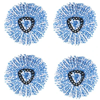 Image of WANGCL 4 Pack Spin Mop Replacement Head for O Cedar EasyWring RinseClean Microfiber 2 Tanks System（ Blue