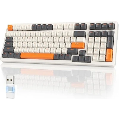 Image of YINDIAO K96 Wireless Mechanical Keyboard,Bluetooth/2.4Ghz Wireless,Type C/USB A 2 in 1 Receiver,Hot Swappable,100 Keys Compact 96% Layout Gaming Keyboard with Numpad,EVA Foam,Red Switch,for PC,Mac