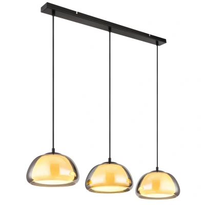Image of Globo Jella pendant light, length 95 cm, smoke grey, 3 bulb, glass