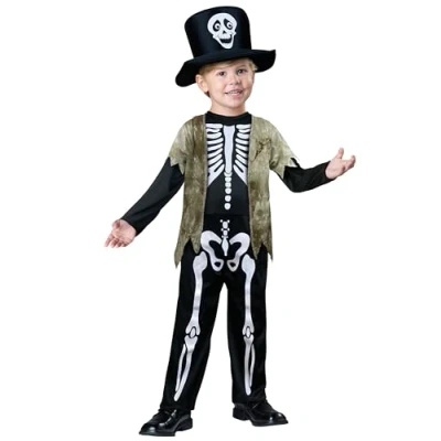 Image of Happy Skeleton Child Costume Size 3T 4T Toddler