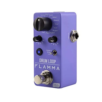 Image of FLAMMA FC01 Looper Pedal Drum Machine 2 in 1 Guitar Pedals, 20 Minutes Loop Time with 16 Grooves, Tap Tempo, 44.1kHz/16Bit Mini Effects 3 Mode