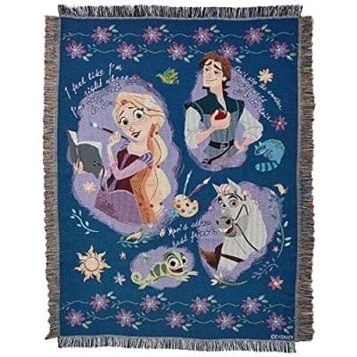 Image of Disney Princesses, Storytime Tangled Woven Tapestry Throw Blanket, 48&quot; x 60&quot;, Multi Color