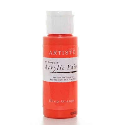 Image of Artiste Acrylic Paint 59ml 2Oz Deep Orange, Quick Drying Professional Art, Craft And Hobby Artists Paint, Vibrant Colour, Water Based Paints Cover All Surfaces With Ease, Ideal For Travel