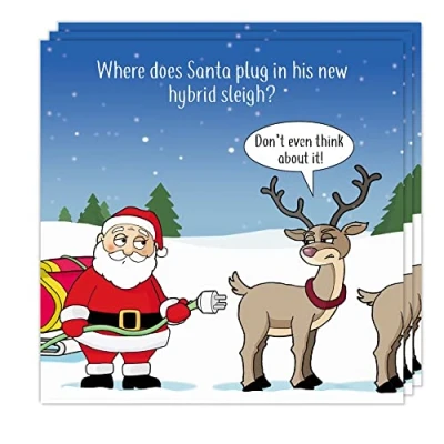 Image of Twizler Funny Christmas Cards Pack of 3 Hybrid Sleigh Design Multipack Merry