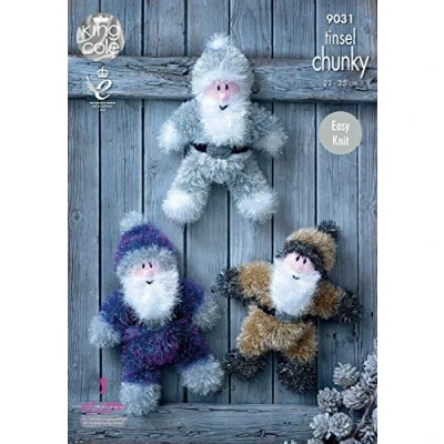 Image of King Cole 9031 Knitting Pattern Tinsel Santas to knit in Chunky by