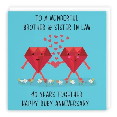 Image of Hunts England Brother And Sister In Law 40th Anniversary Card To A Wonderful &amp; 40 Years Together Happy Ruby Iconic Collection
