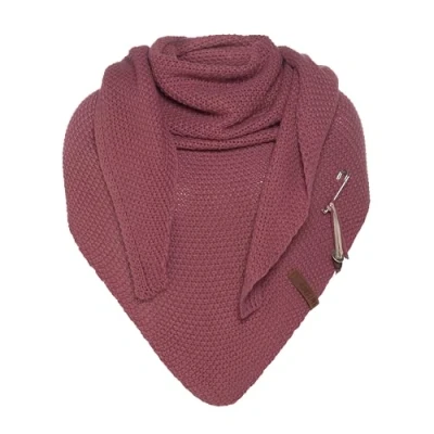 Image of Knit Factory Coco Knitted Shawl Triangle scarf Women Stone Red winter 190x85 cm Manufactured in Europe Ladies Including decorative pin