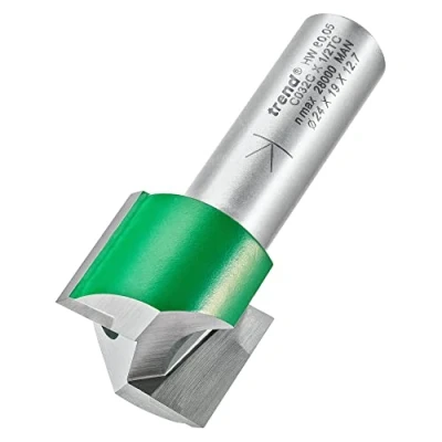 Image of Trend CraftPro Straight Two Flute Router Cutter Bit, 1/2 Inch Shank, 24mm Cut Diameter &amp; 19mm Length, Tungsten Carbide Tipped, C032CX1/2TC