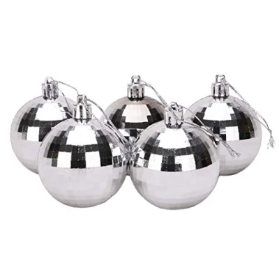 Image of Christmas Concepts® Pack of 5 60mm (2.4&quot;) Mirror Disco Baubles Tree Decorations (Silver)