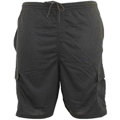 Image of Kam Jeanswear Mens Big Size Cotton Terry Jersey Cargo Shorts (300) in Black 4XL