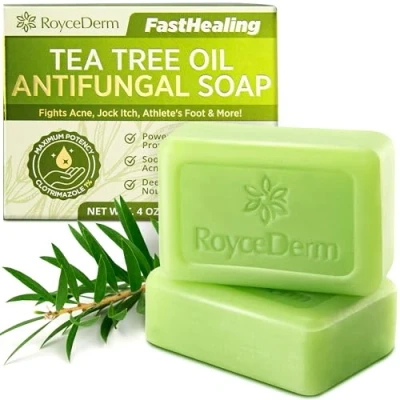 Image of Tea Tree Oil Antifungal Soap Treatment for Face &amp; Body Acne, Athlete&#039;s Foot, Tinea, Folliculitis Ringworm Jock Itch Refresh Cleanse with Natural Herbal Extracts