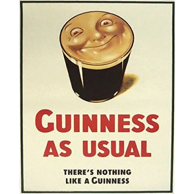 Image of Guinness As Usual Sign METAL Wall 6x8 inches Plaque Vintage Retro poster art picture print