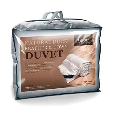 Image of Littens Luxury Duck Feather and Down Duvet Quilt, 15 Tog, Double Bed Size, 230TC 100% Cotton Anti Dust Mite &amp; Proof