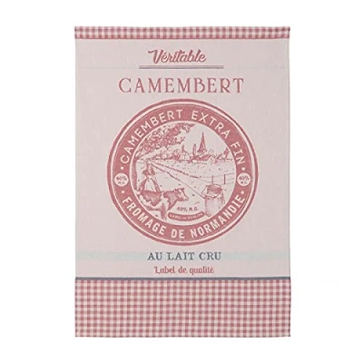 Image of Coucke French Cotton Jacquard Towel, Camembert Cheese, 20 Inches by 30 Inches, Red, 100%