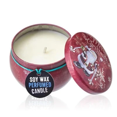 Image of Ancient Wisdom Art Tin Candle Assorted Design Vintage Christmas Spiced Orange